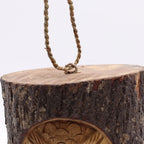 Tree Trunk Face - Bird House - Wise Owl features a hand-carved owl design on natural wood, combining rustic charm with functional birdhouse craftsmanship.