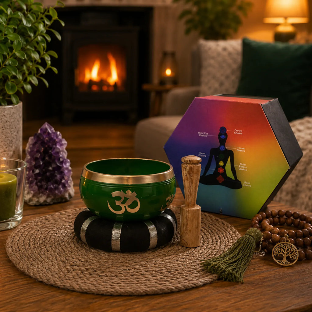 Tree of Life Singing Bowl Set- Green 10.7cm