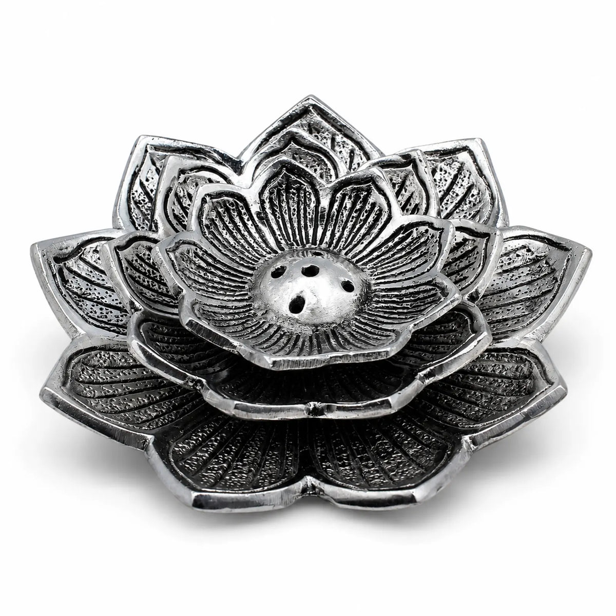 Tri-Flower Lotus Incense Holder - Aluminium