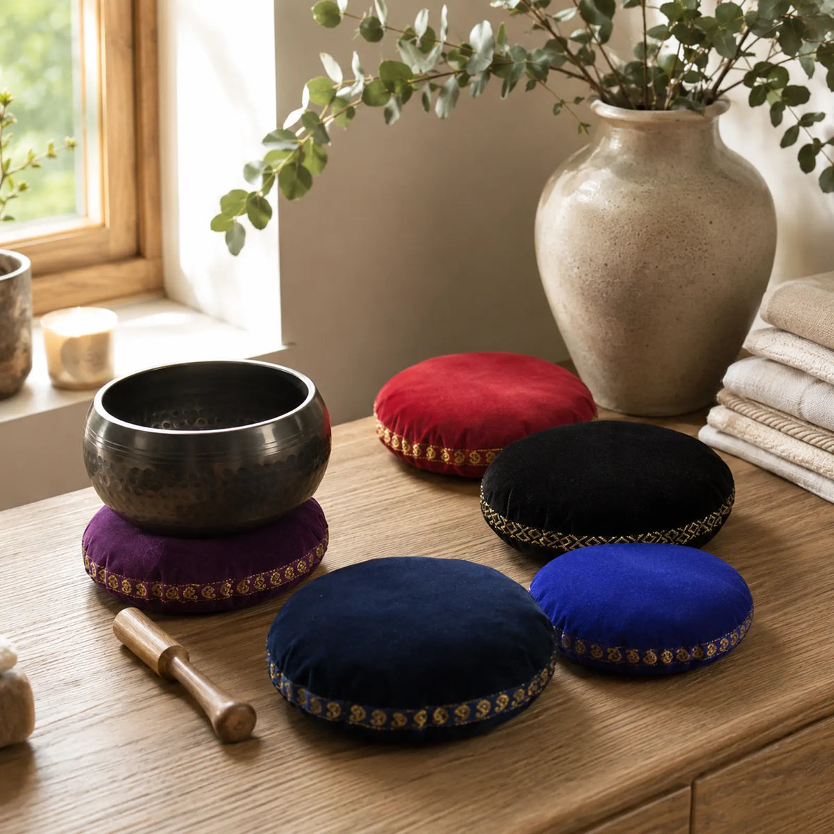 Velvet Singing Bowl Cushion - 16cm