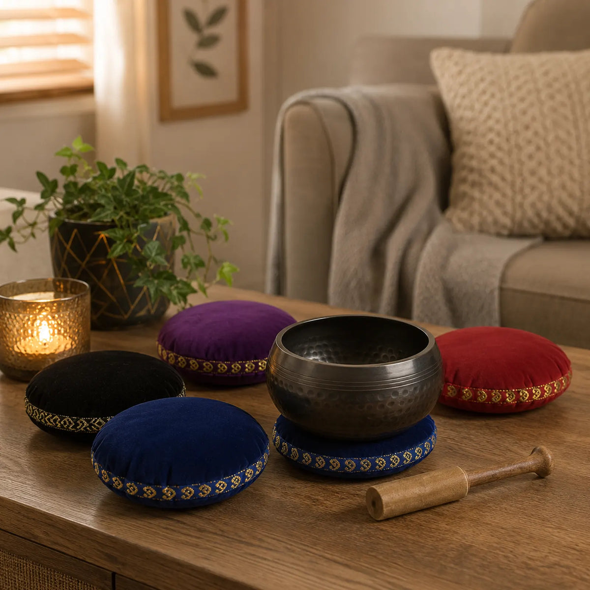 Velvet Singing Bowl Cushion - 11cm