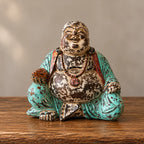 Vintage Mint Hand Carved Wooden Buddha Sitting Statue - 40cm - Happy Buddha