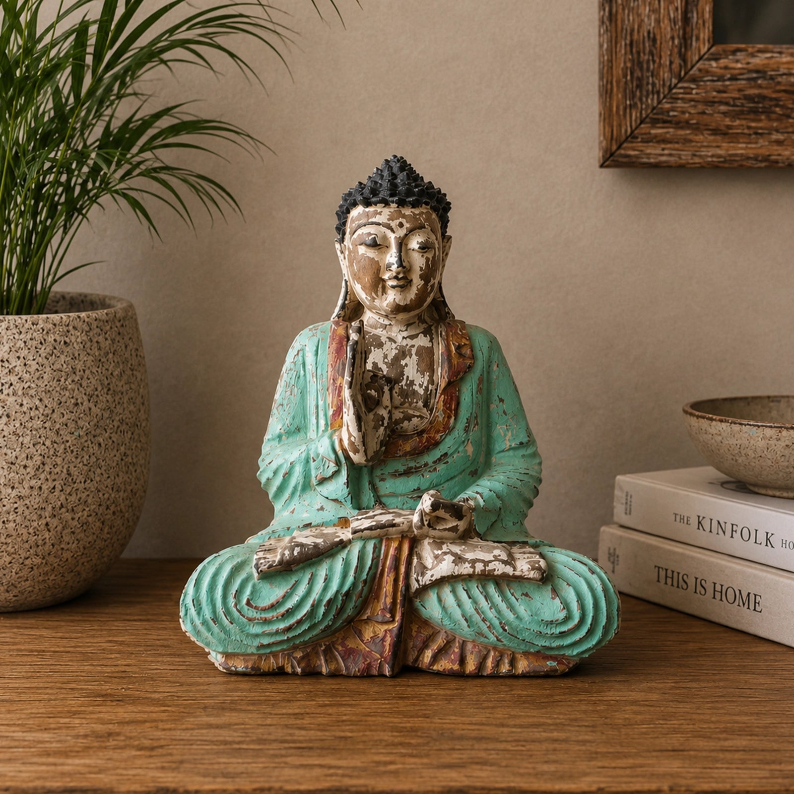 Vintage Mint Hand Carved Wooden Buddha Statue - 30cm - Teaching Transmission
