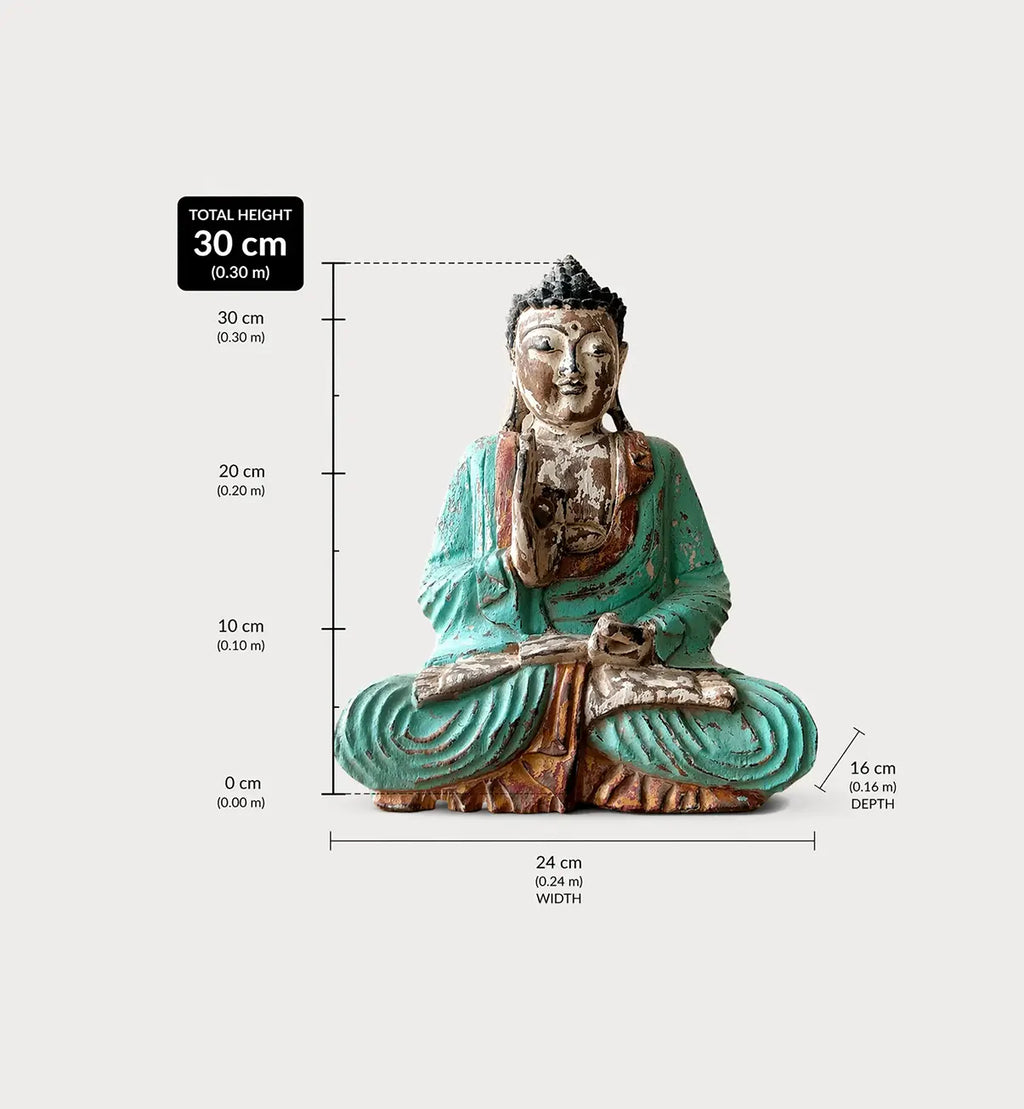 Vintage Mint Hand Carved Wooden Buddha Statue - 30cm - Teaching Transmission