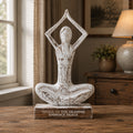 Wooden Yoga Lady - Whitewash - Hands Up Pose 