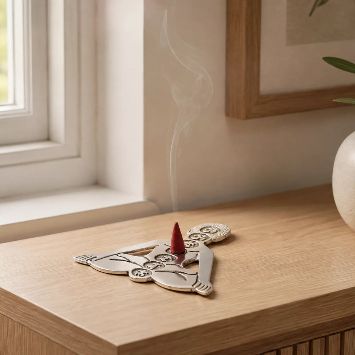 Polished Aluminum Seven Chakra Yoga Incense Holder