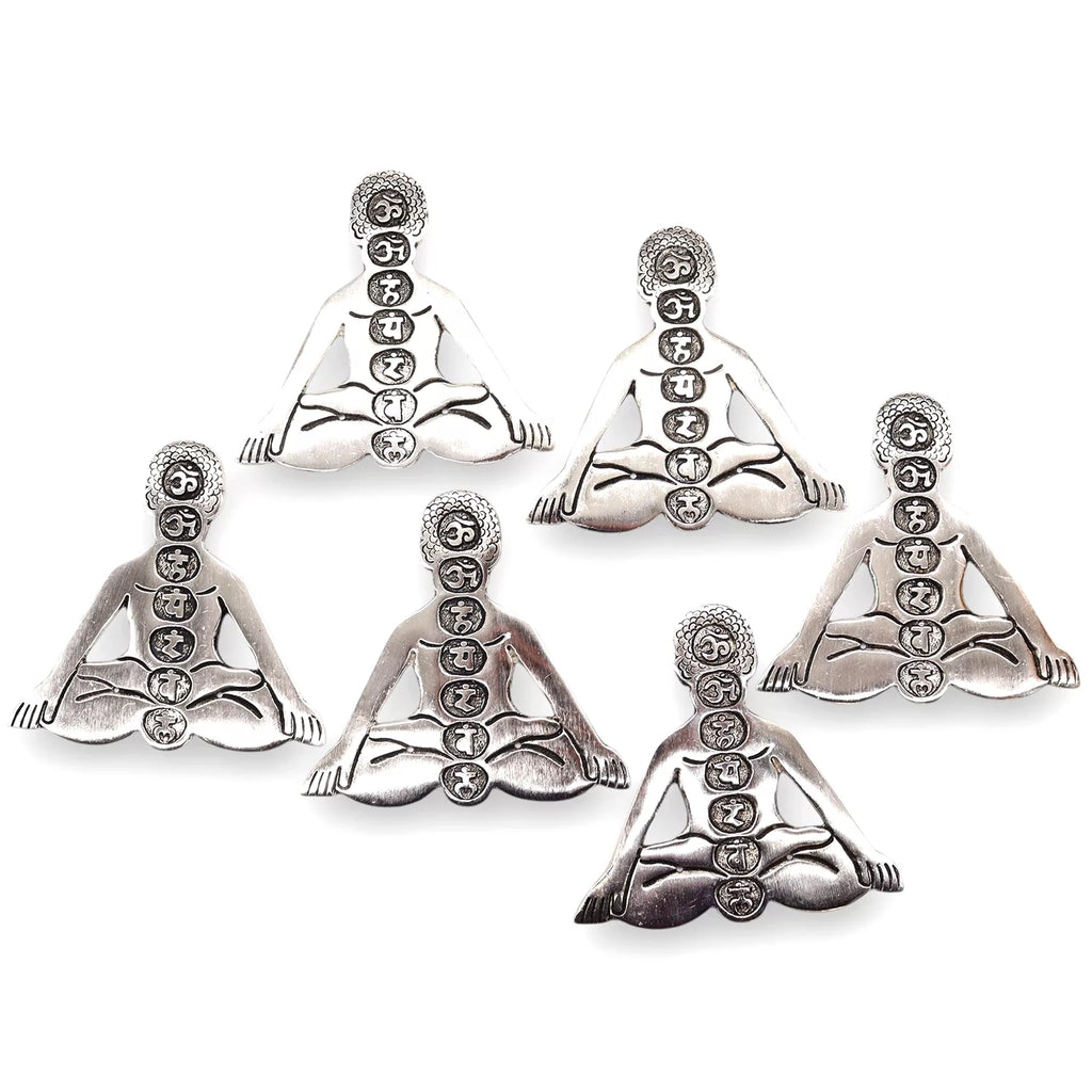 Polished Aluminum Seven Chakra Yoga Incense Holder