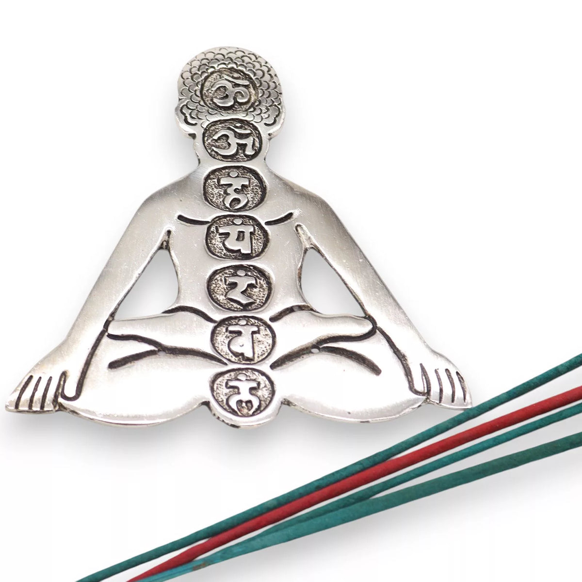 Polished Aluminum Seven Chakra Yoga Incense Holder
