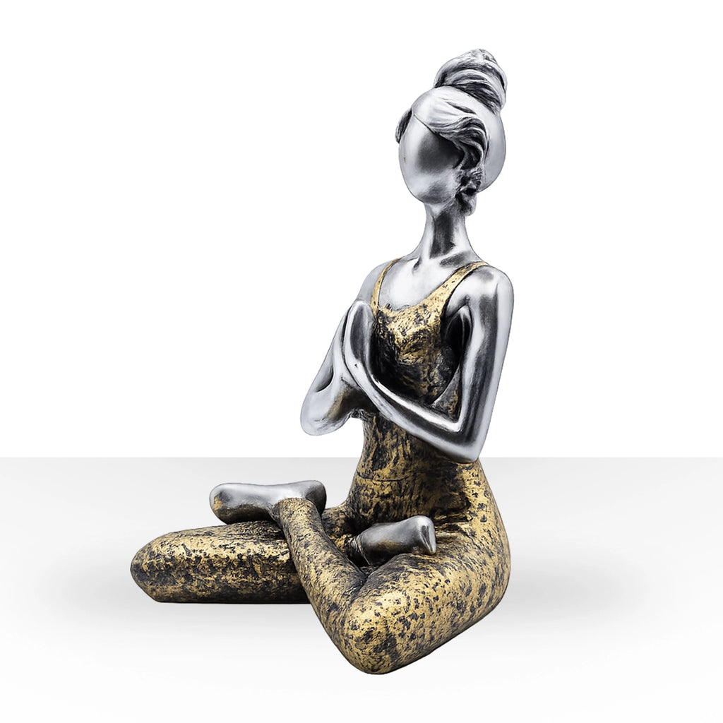 Yoga Lady Figure -  Silver & Gold 24cm