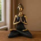Yoga Lady Figurines Decorative Statue -  Bronze & Black 24cm