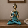 Yoga Lady Figurines Decorative Statue -  Bronze & Turqoise 24cm