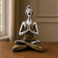 Yoga Lady Figurines Decorative Statue -  Silver & Gold 24cm