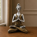 Yoga Lady Figurines Decorative Statue -  Silver & Gold 24cm