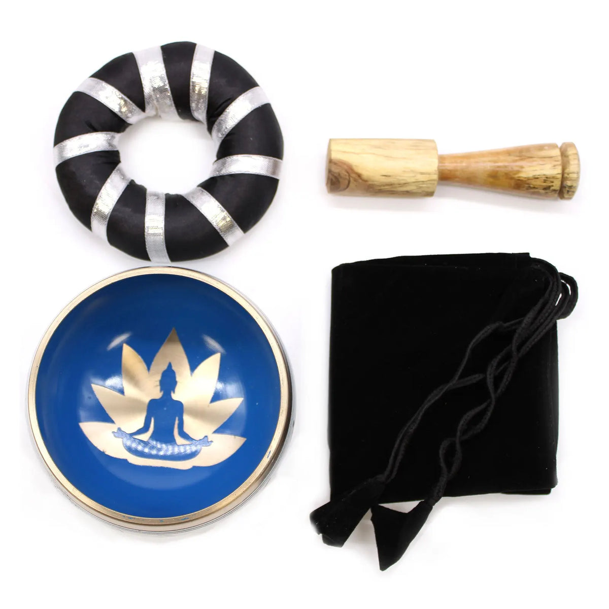Yoga Moves Tibetan Singing Bowl Set - White and Blue 10.7cm