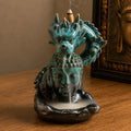 Backflow Incense Burner - Dragon Over Buddha - Glazed Ceramic 409g