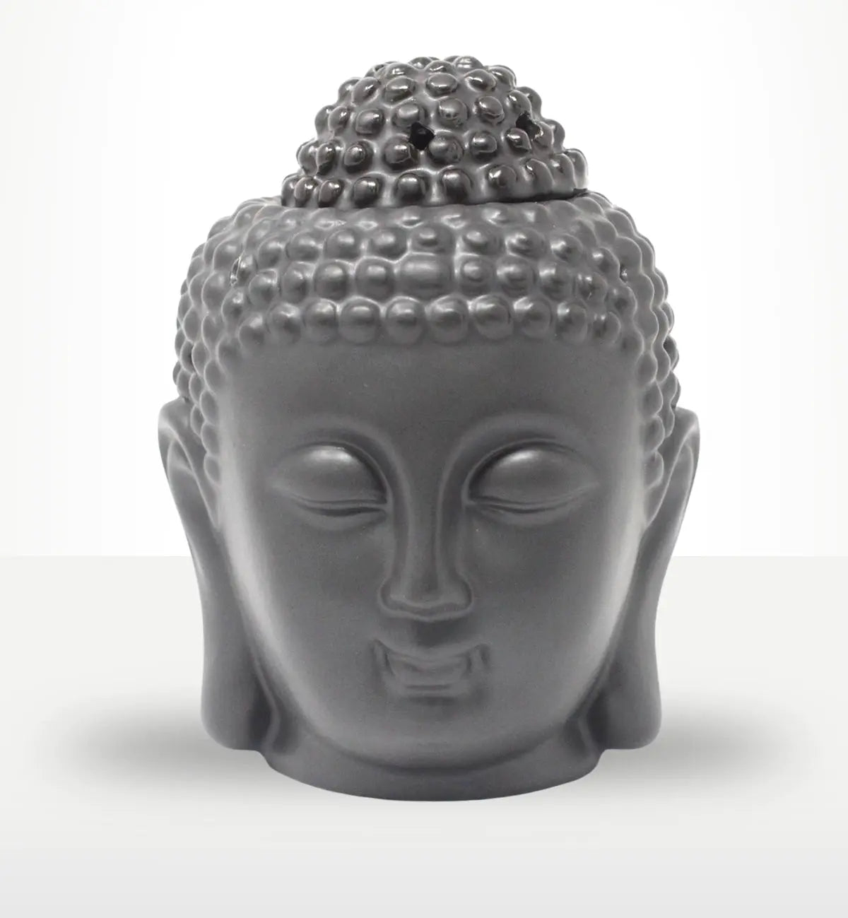 Buddah Head Oil Burner - Dark Brown featuring a serene Buddha head design in a smooth, dark brown finish, perfect for adding calming Buddha decor and ambiance to any space.
