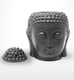 Buddah Head Oil Burner - Dark Brown featuring a serene Buddha head design with a removable top, crafted for use as a decorative and functional Buddha oil burner.
