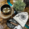 Round Medallion Hand Beaten Engraved Singing Bowl Gift Set - 14cm