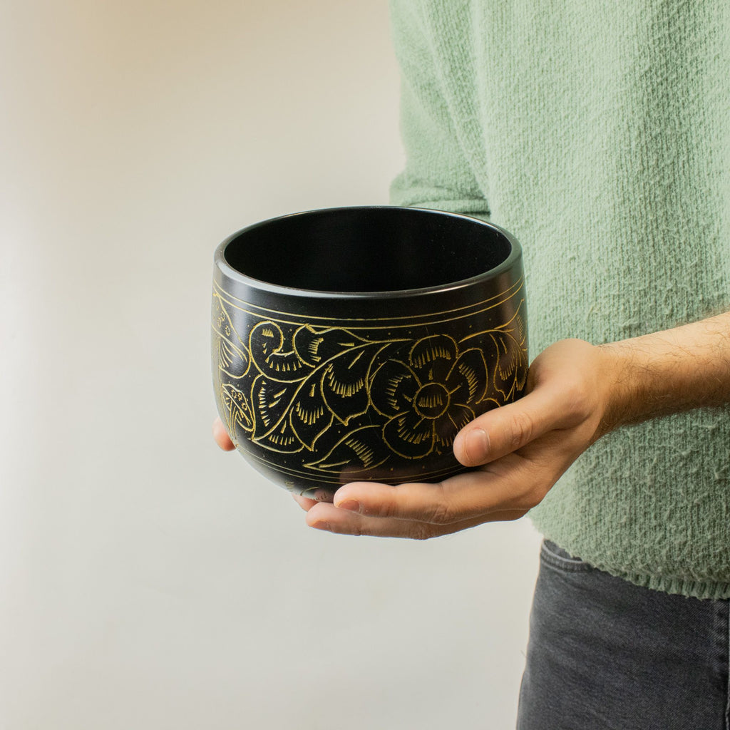 Cauldron Singing Bowl - Magic Mushroom Design - Yellow 15cm