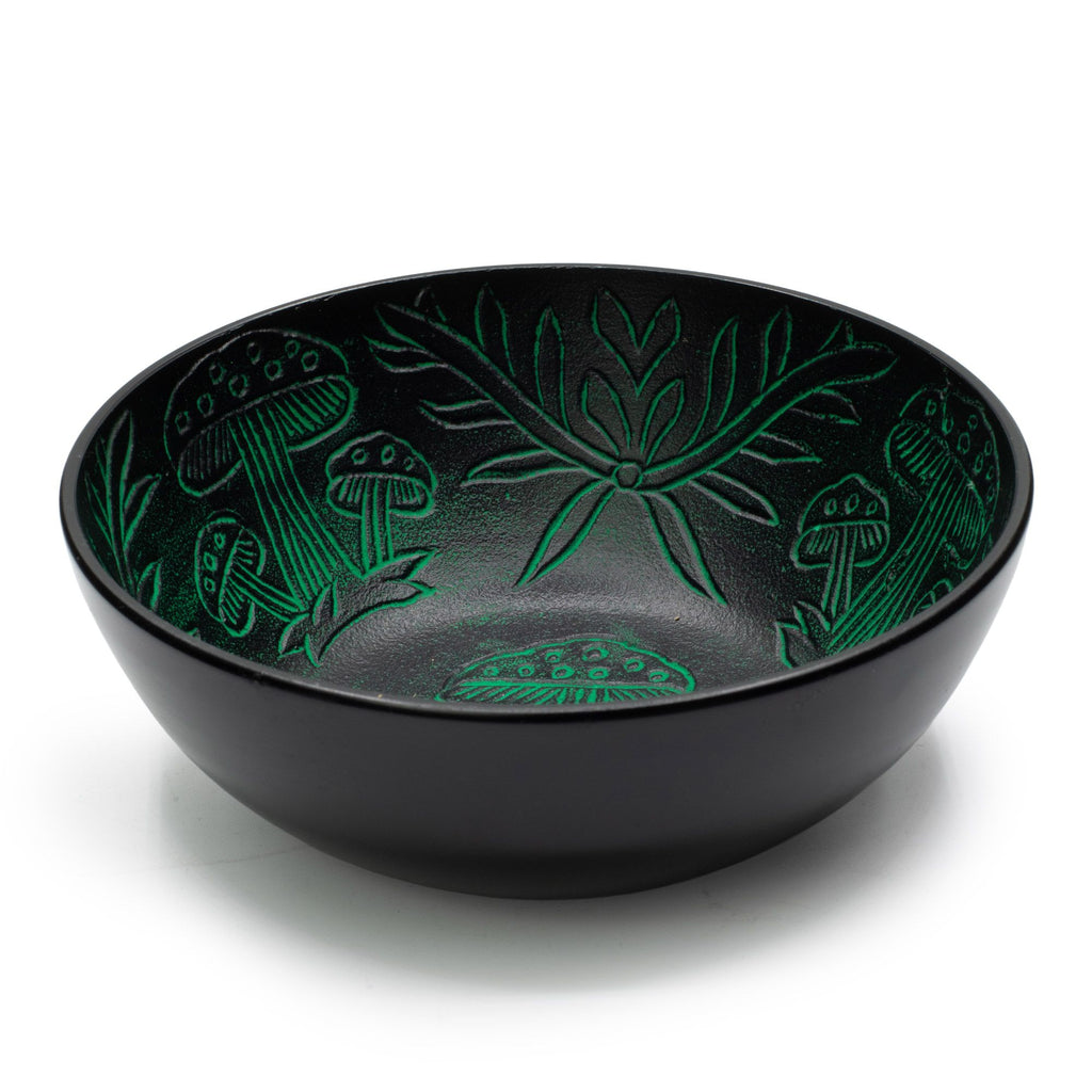 Aluminium Singing Bowl - Magic Mushroom Design - Green 20cm