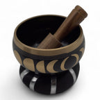 Moon Phase Tibetan Singing Bowl Set - Black 10.7cm