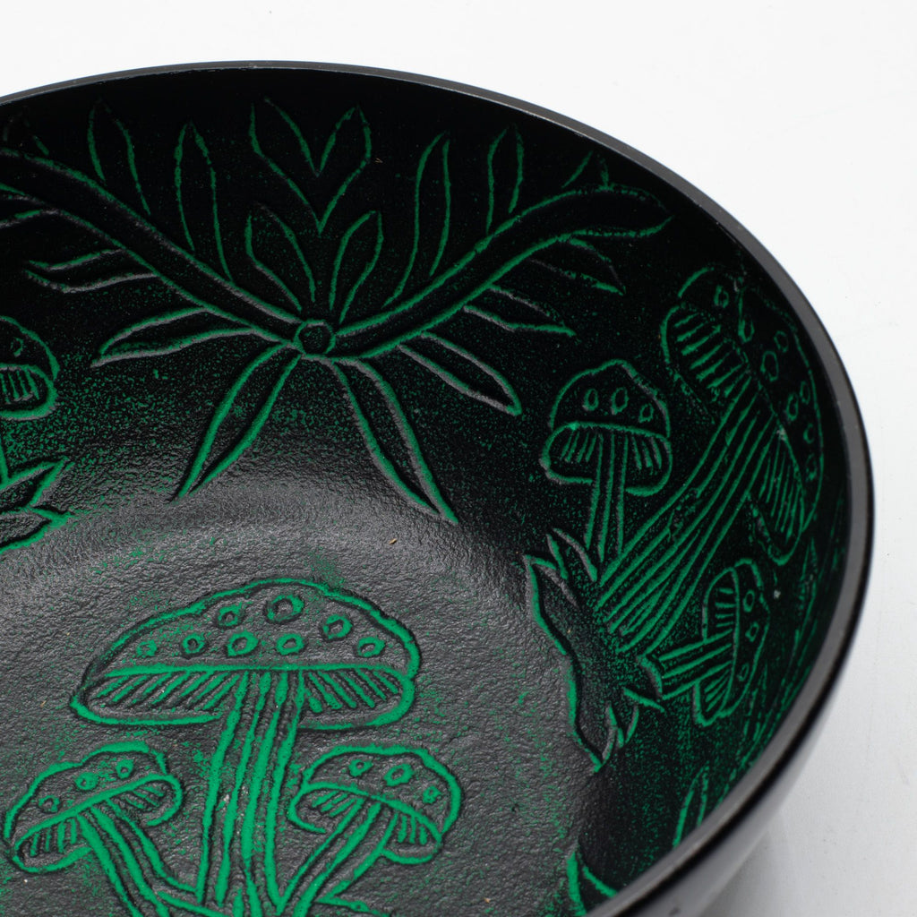Aluminium Singing Bowl - Magic Mushroom Design - Green 20cm