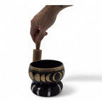 Moon Phase Tibetan Singing Bowl Set - Black 10.7cm