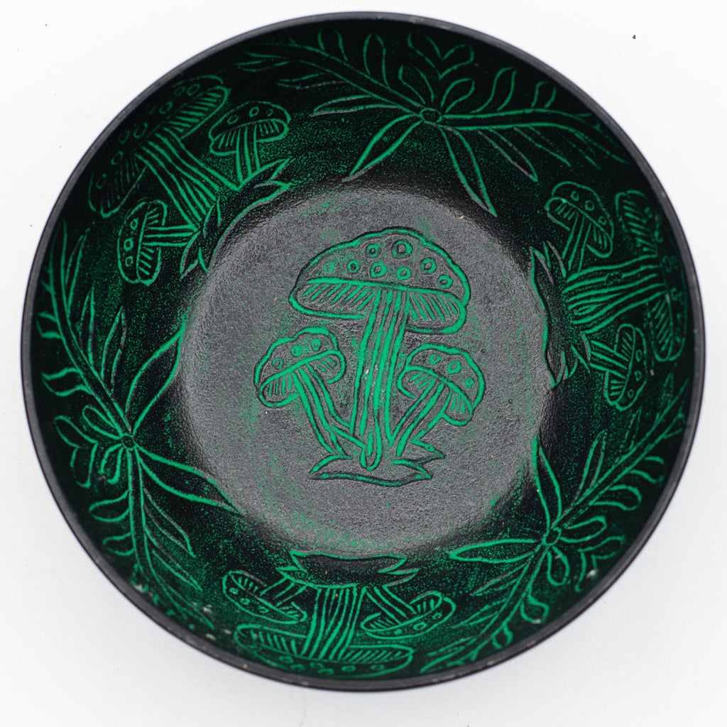 Aluminium Singing Bowl - Magic Mushroom Design - Green 20cm