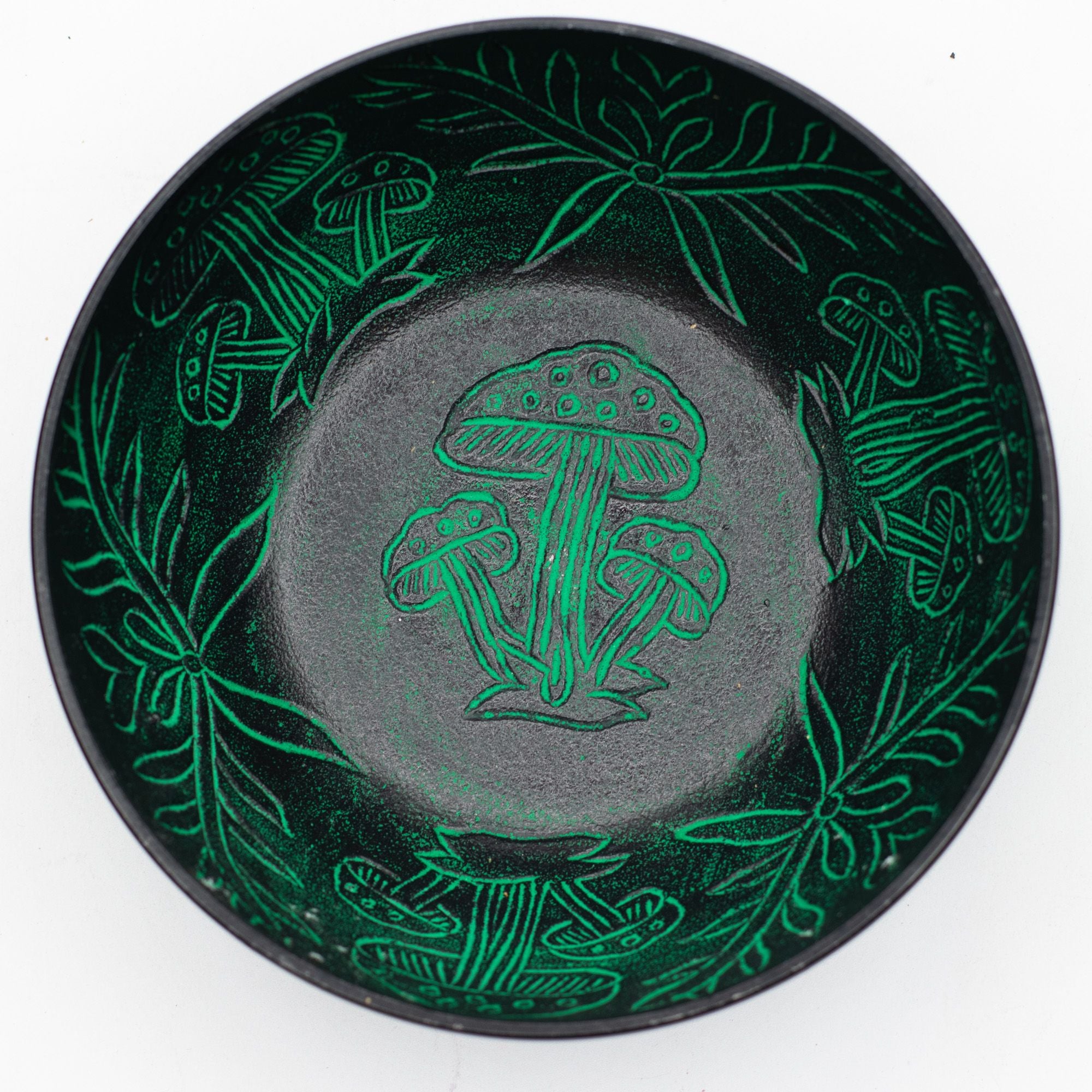Aluminium Singing Bowl - Magic Mushroom Design - Green 20cm