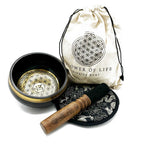 Flower of Life Hand Beaten Engraved Singing Bowl Gift Set - 14cm