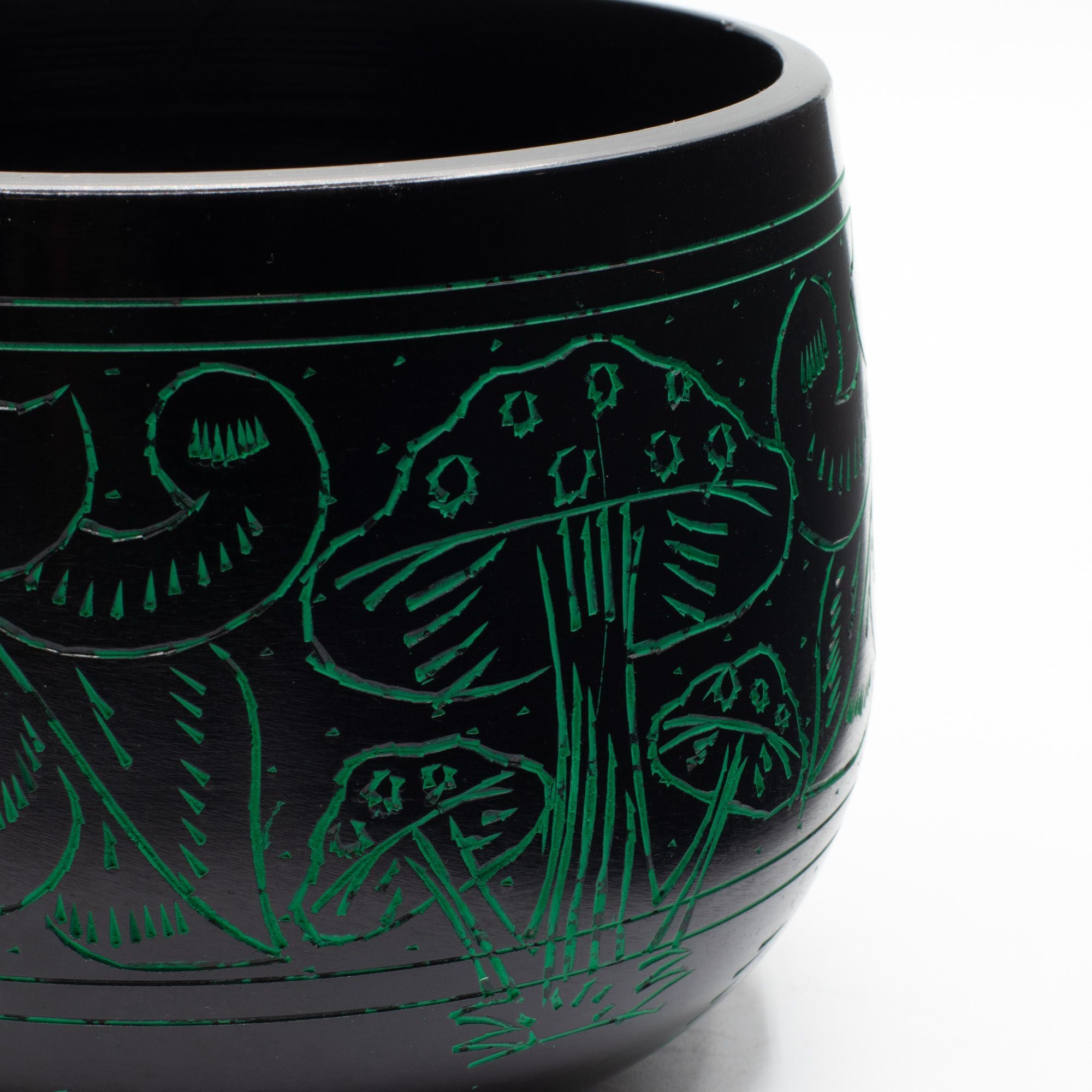 Cauldron Singing Bowl - Magic Mushroom Design - Green 15cm