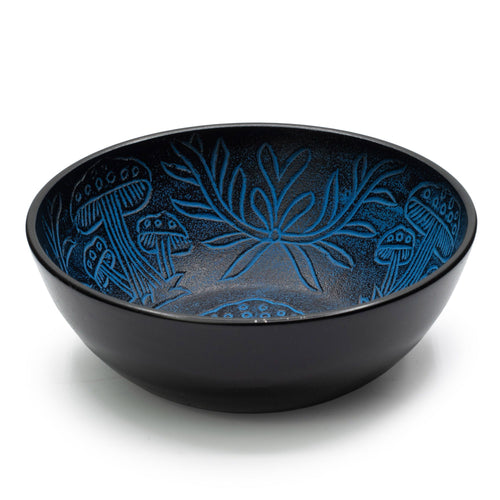 Aluminium Singing Bowl - Magic Mushroom Design - Blue 20cm