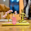 Gemstone Yoga Garden - Namaste Pose - Rose Quartz Tilted Tree with 100 Chipstones