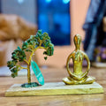 Gemstone Yoga Garden - Padmasana Pose - Green Aventurine Tilted Tree with 100 Chipstones