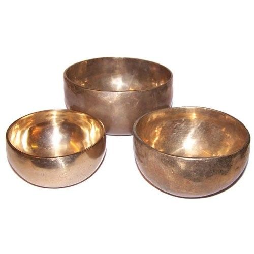Set of 3 Handmade Brass Tibetan Singing Bowls