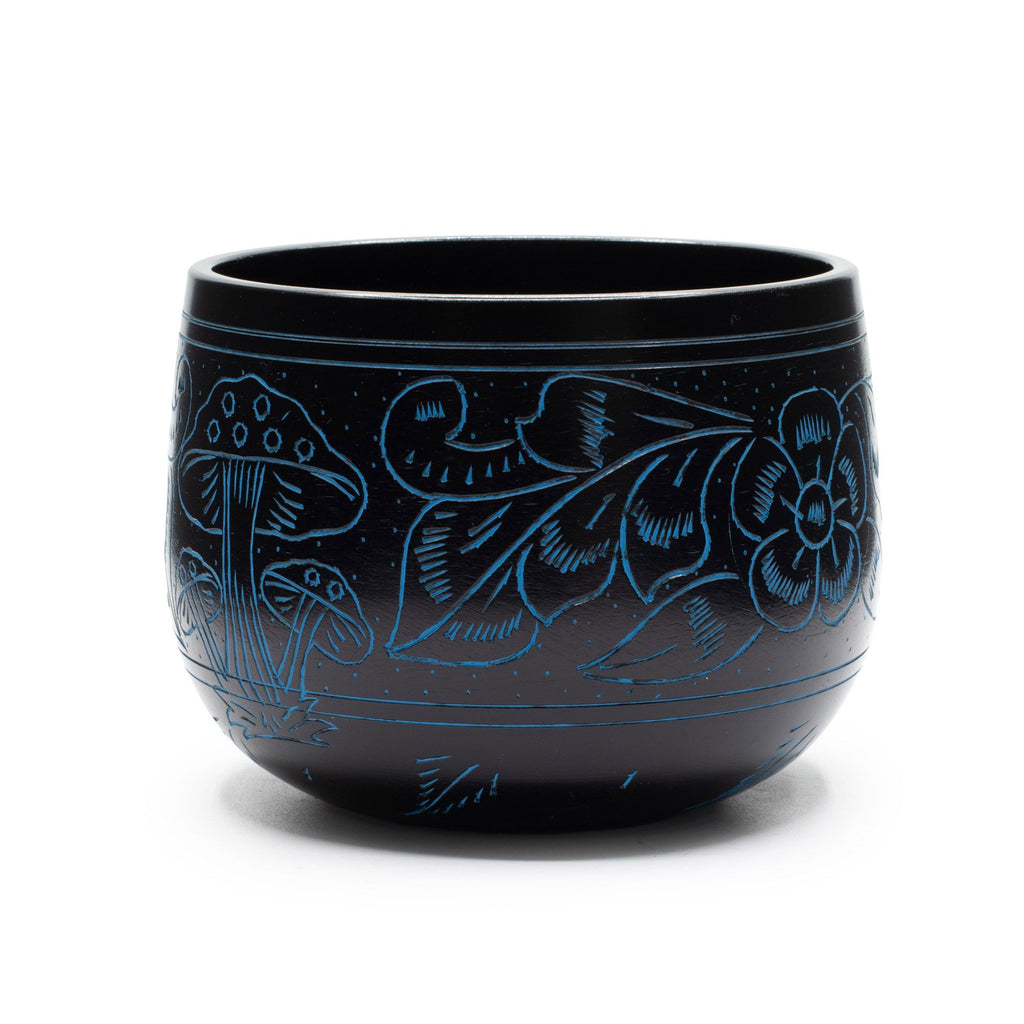Cauldron Singing Bowl - Magic Mushroom Design - Blue 15cm