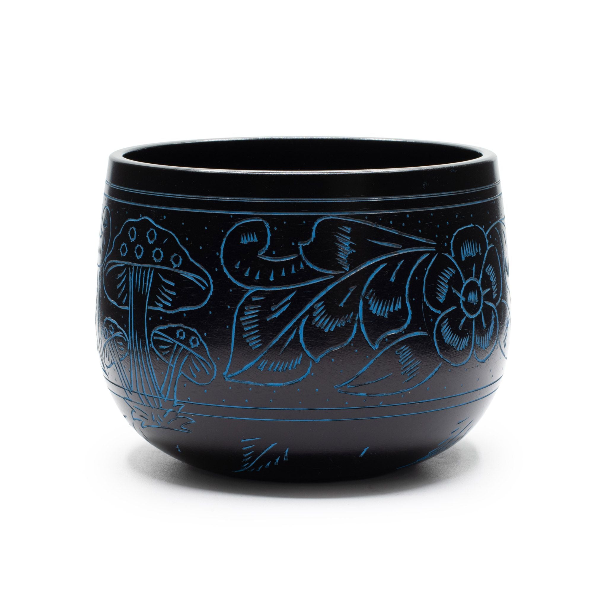Cauldron Singing Bowl - Magic Mushroom Design - Blue 15cm