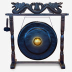 Large Healing Gong in Antique Dragon Stand - 80cm - Black