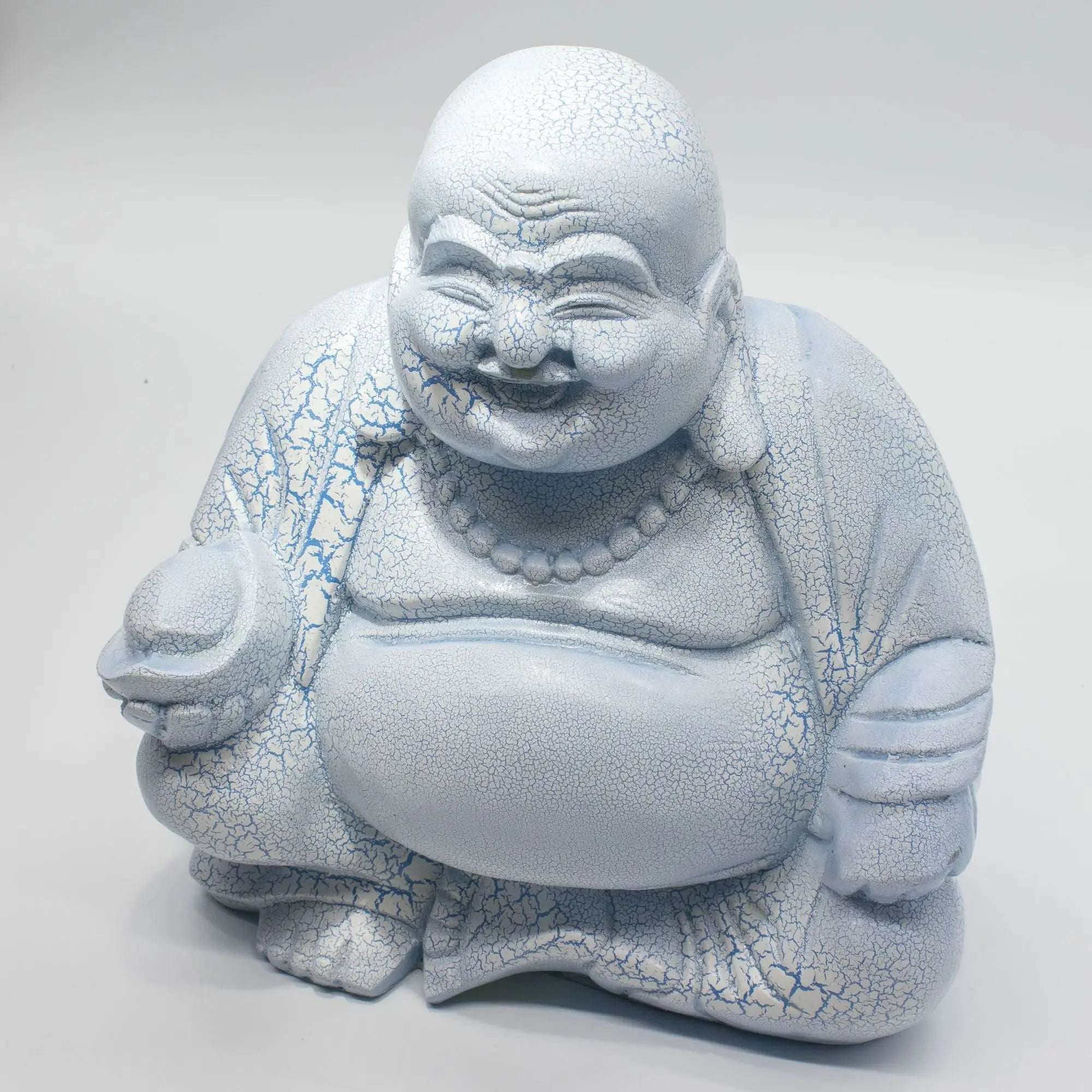 Laughing Buddha Lamp Sky Blue - Elegant Round Stand – Root & Still