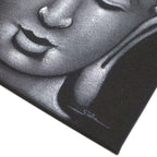 Close-up of a Buddha Painting - Grey Sand Finish showing detailed textured surface with calm facial expression and serene features in monochrome tones.