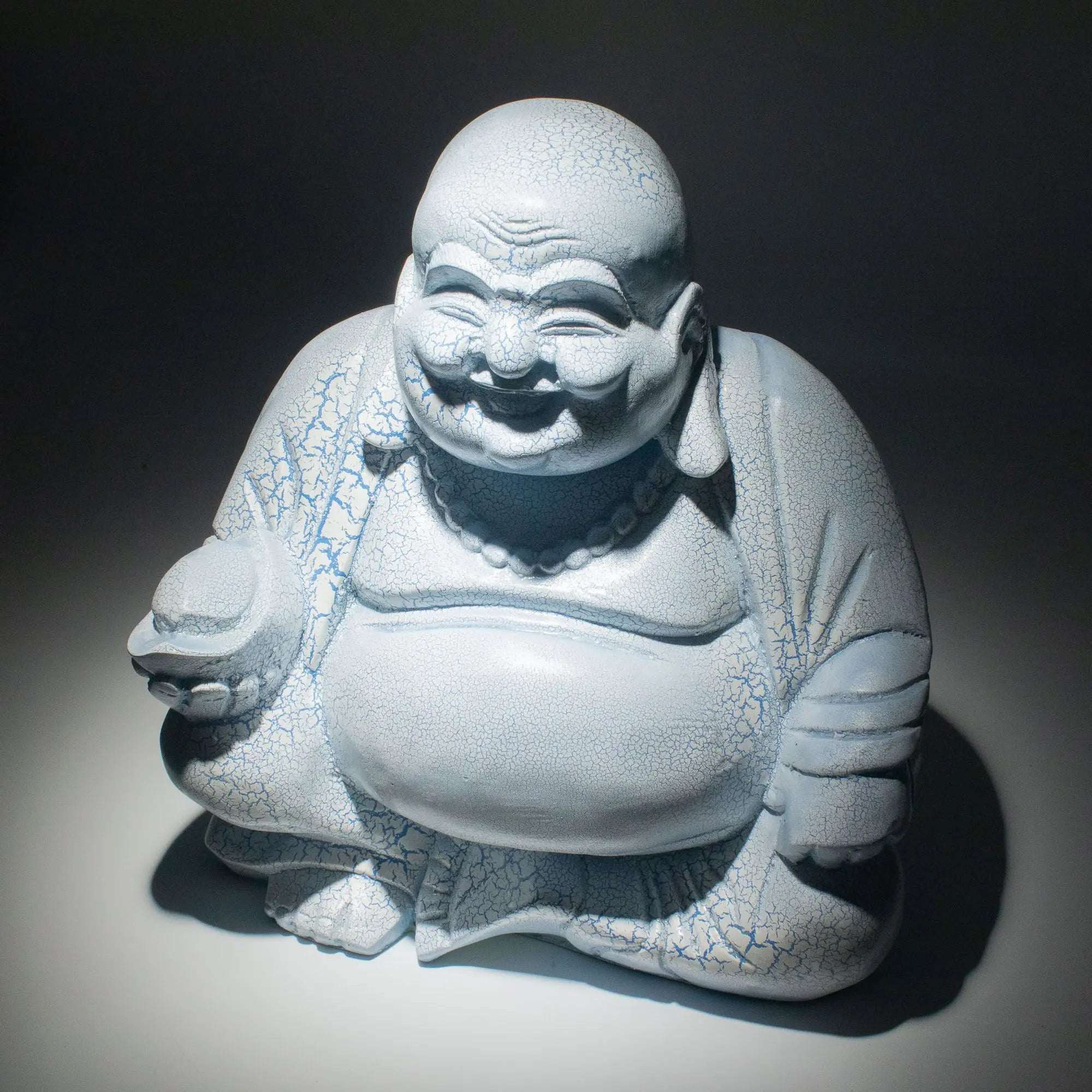 Laughing Buddha Lamp Sky Blue - Elegant Round Stand – Root & Still