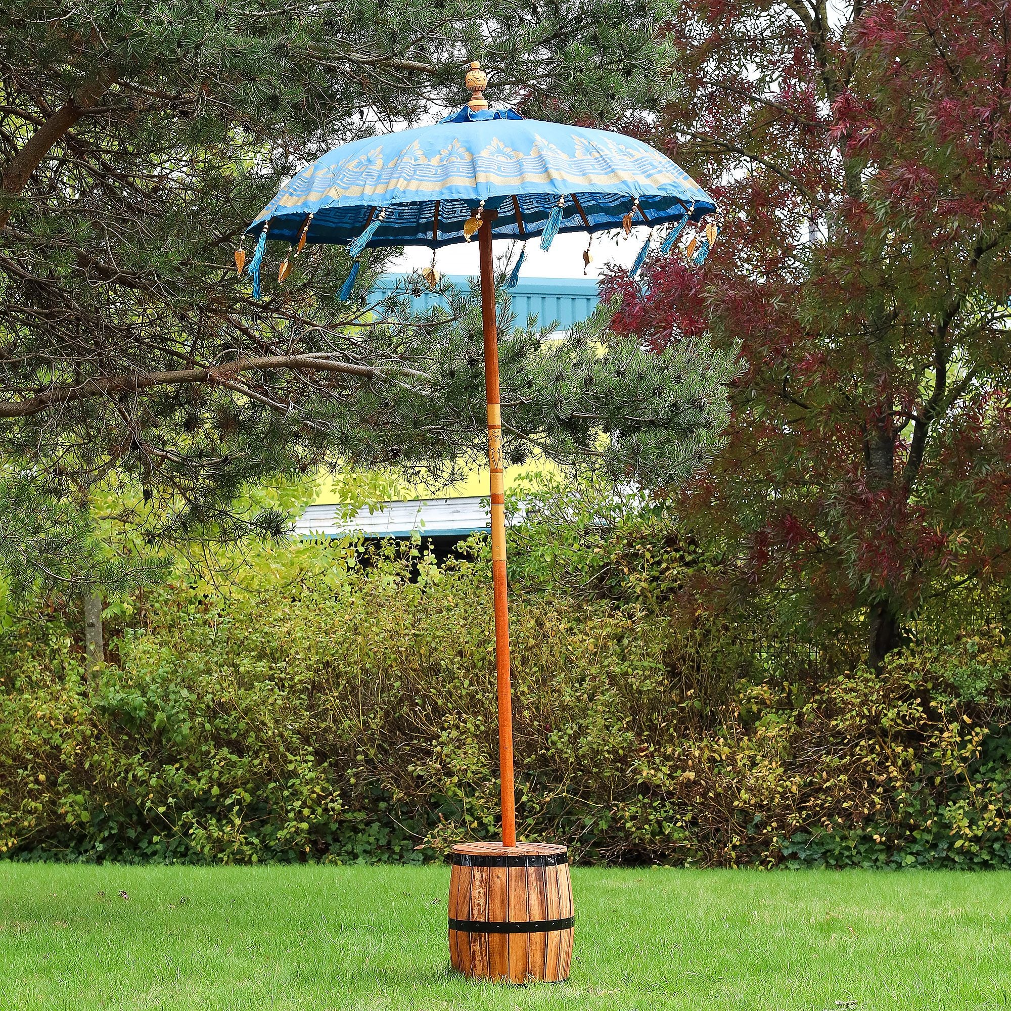 Bali Patio Parasol - Cotton - Turquoise Decor - 1.5m