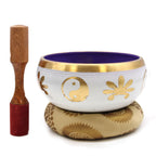 Large Yin & Yang Tibetan Singing Bowl Set - White and Purple 14cm