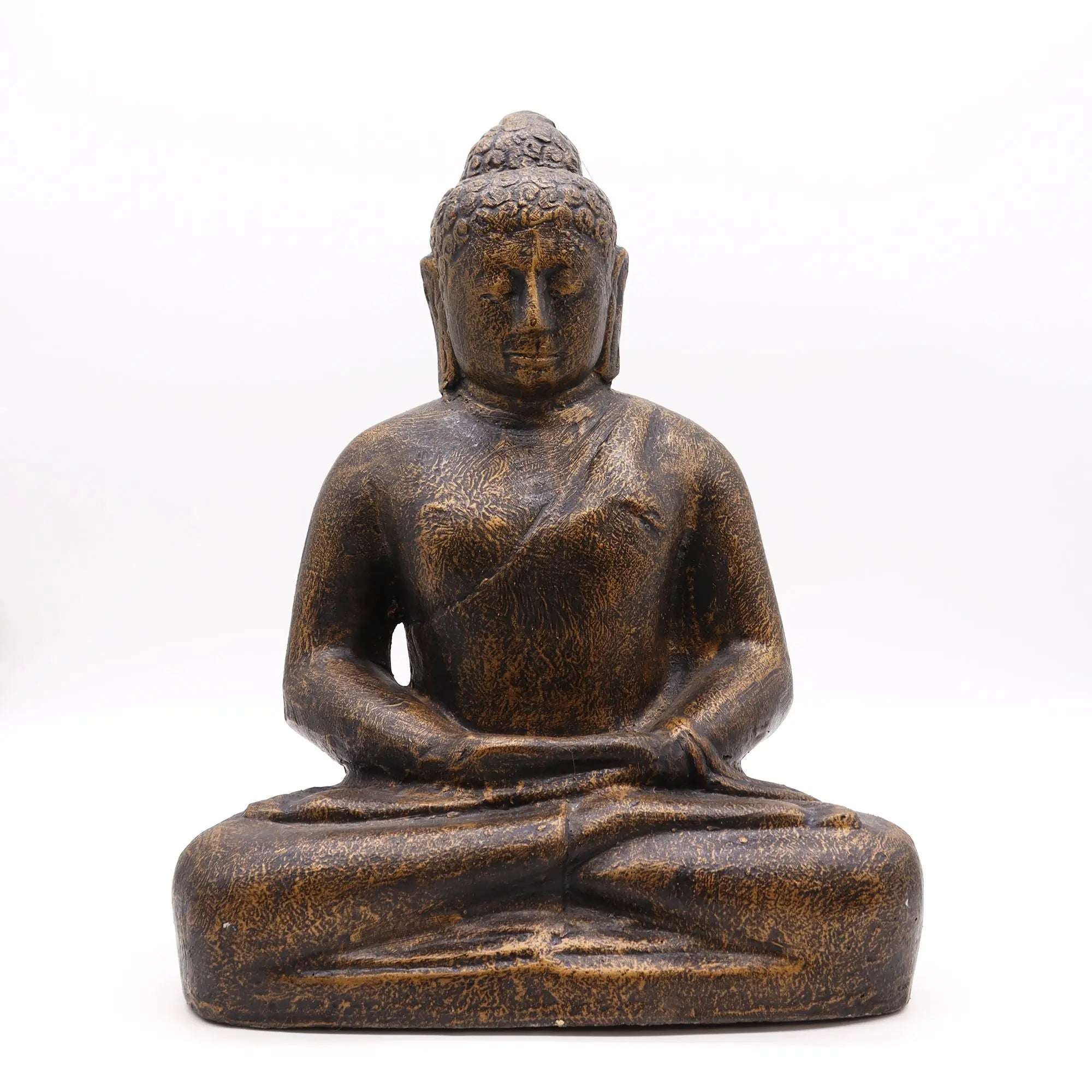 Medium Buddha Classic Antique Gold - 0.5m serene hand carved Buddha statue in antique gold finish, perfect for indoor meditation or Buddha decor accents.