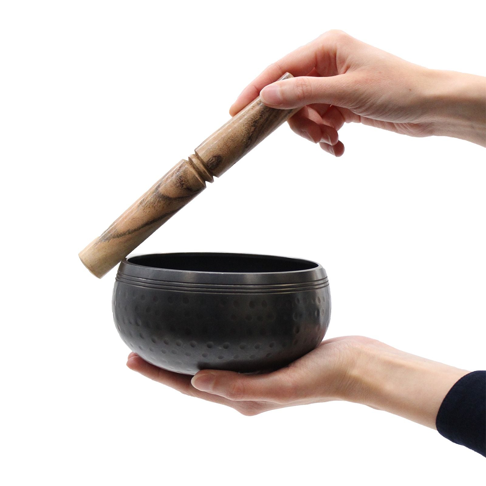 Small Black Beaten Tibetan Singing Bowl - 14cm