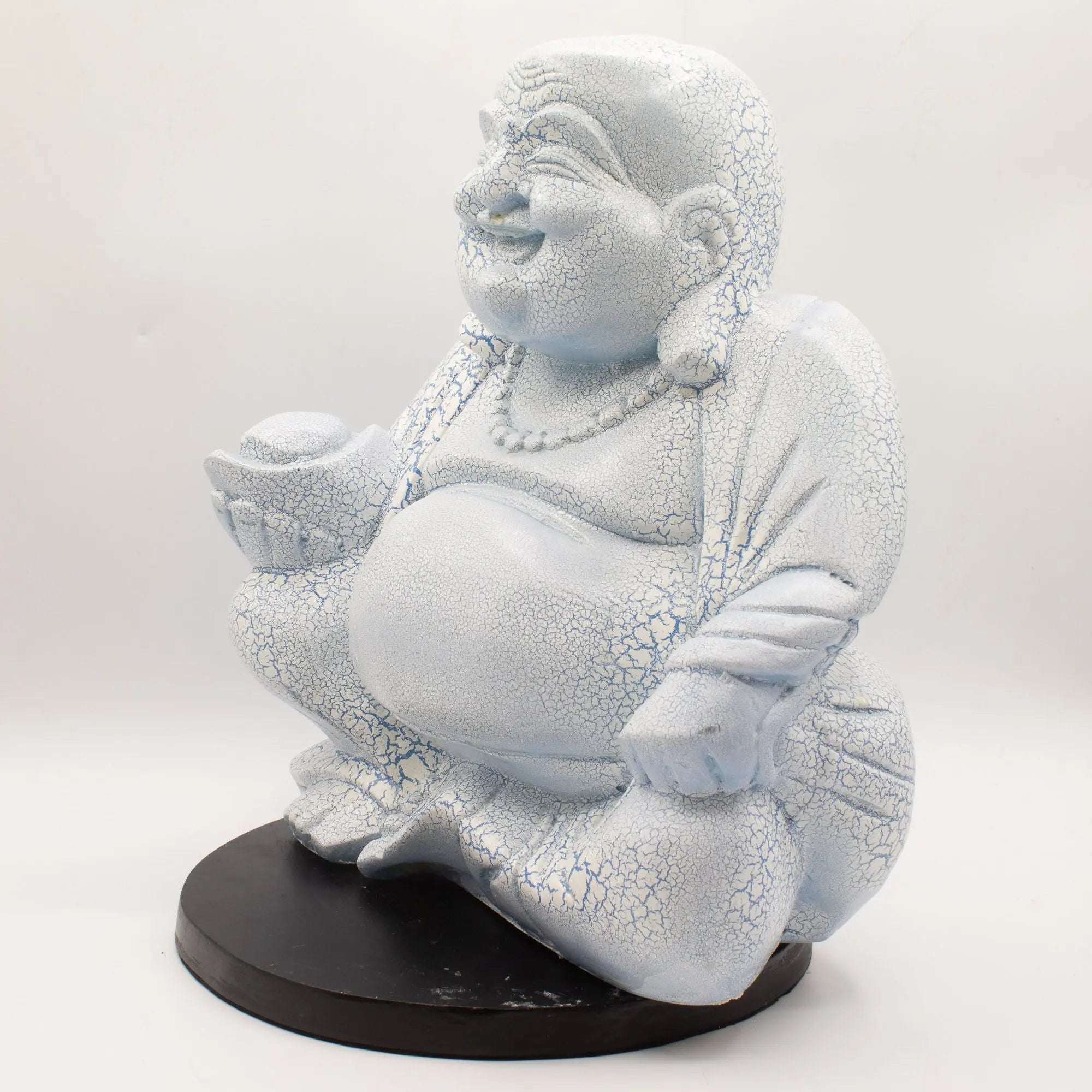 Laughing Buddha Lamp Sky Blue - Elegant Round Stand – Root & Still