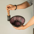 Aluminium Singing Bowl - Magic Mushroom Design - Pink 20cm