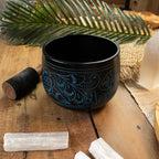 Cauldron Singing Bowl - Magic Mushroom Design - Blue 15cm