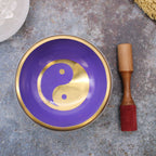 Large Yin & Yang Tibetan Singing Bowl Set - White and Purple 14cm