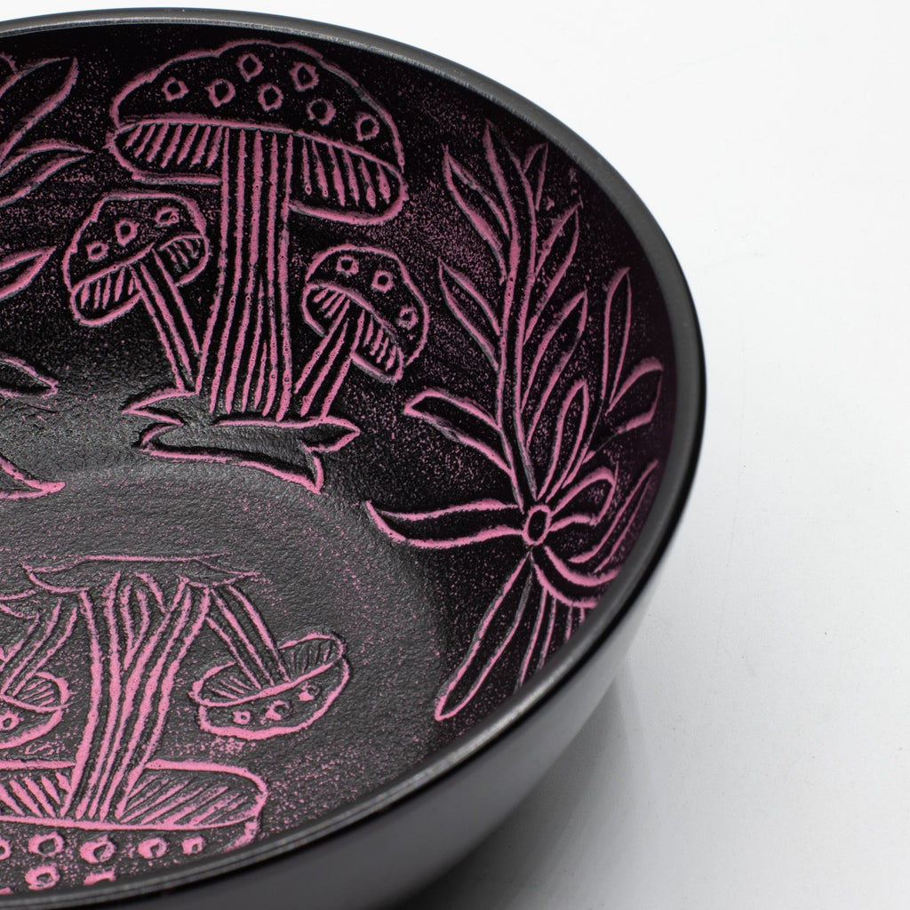 Aluminium Singing Bowl - Magic Mushroom Design - Pink 20cm